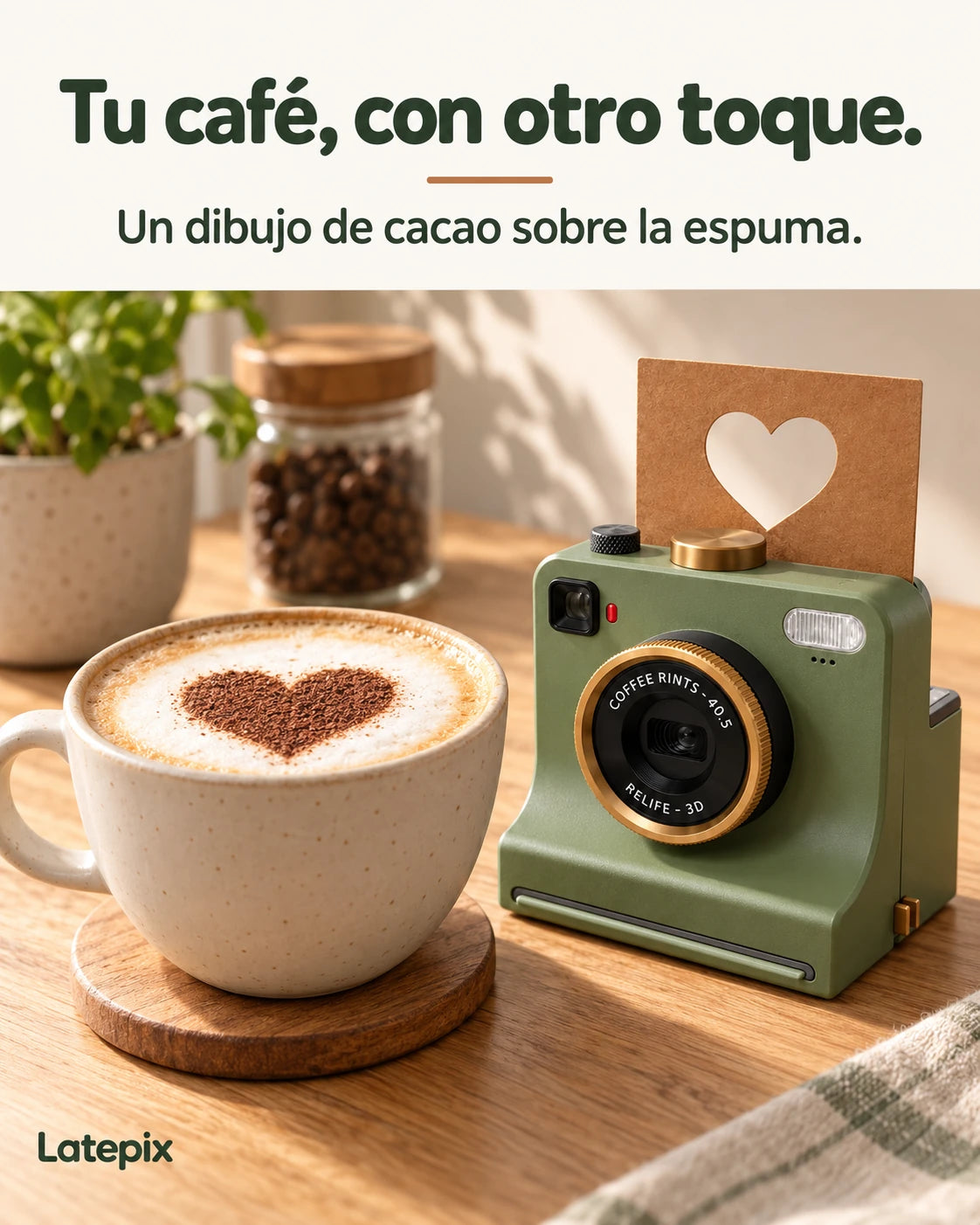 Tu café con otro toque: cámara verde y corazón de cacao